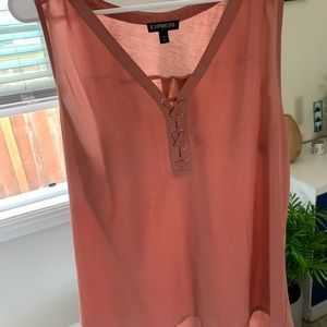 Pink Express Tank Top Sheer with Buttons
